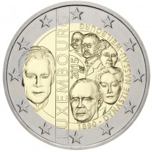 Liuksemburgas 2015 2 eurų proginė moneta - Nassau Weilbourg dinastijos metinių 125-metis