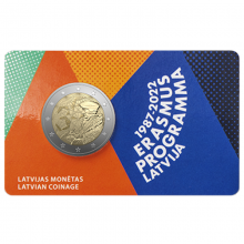 Latvija 2022 2 euro proginė moneta kortelėje - Erasmus programa (BU)