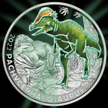 Austrija 2022 3 eurų kolekcinė moneta švytinti tamsoje - Pachycephalosaurus