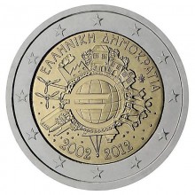 Graikija 2012 2 eurų proginė moneta - 10 metų eurui