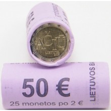 Lithuania 2015 2 euro coins roll - Ačiū ( Lithuanian language)