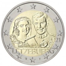 Liuksemburgas 2021 2 euro proginė moneta - Didžiojo kunigaikščio Henri vestuvių 40-metis (reljefas)