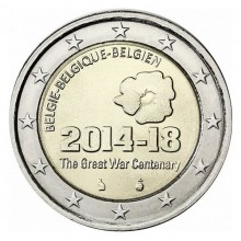 Belgija 2014 2 eurų proginė moneta - Pirmojo pasaulinio karo pradžios 100-metis