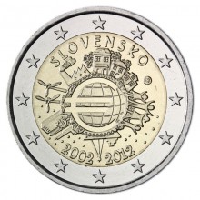 Slovakija 2012 2 eurų proginė moneta - 10 metų eurui (TYE)