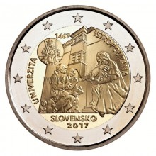 Slovakija 2017 2 eurų proginė moneta - Istropolitano universiteto 550-metis