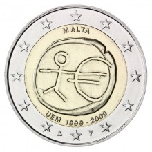 Malta 2009 2 euro proginė moneta - Ekonominės ir pinigų sąjungos 10-metis (EMU)