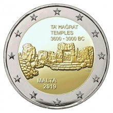 Malta 2019 2 eurų proginė moneta - Ta Hadžrato šventyklos