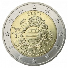 Estija 2012 2 euro proginė moneta - 10 metų eurui (TYE)