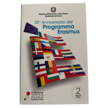 Italija 2022 2 eurų proginė moneta Erasmus programa (kortelė)