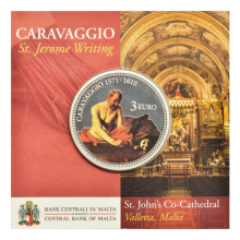 Malta 2022 3 euro colour coin - Caravaggio-St. Jerome Writing (BU)