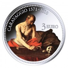 Malta 2022 3 eurų kolekcinė spalvota moneta kortelėje - Caravaggio