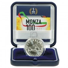 Italija 2022 5 eurų sidabrinė moneta Monza lenktynių trasa (bankinėje dėžutėje)