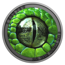 Niue 2021 1 dollar silver coloured coin - I See You/Do You Know Me? (Green Mamba) (PROOF)