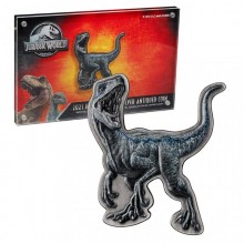 Niujė 2021 5 dolerių sidabrinė spalvota moneta Velociraptor