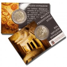 Malta 2022 2 eurų proginė moneta kortelėje - Ħal-Saflieni Hypogeum šventykla