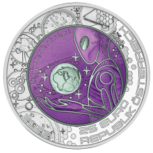 Austria 2022 25 euro silver/nobium colour coin - Extraterrestrial Life (BU)