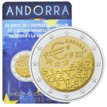 Andora 2022 2 eurų proginė moneta - 10 metų euro įvedimui (BU)