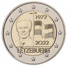 Liuksemburgas 2022 2 eurų proginė moneta kortelėje - Liuksemburgo vėliava