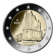 Vokietija 2023 2 eurų proginė moneta - Hamburgas*Elbės filharmonija
