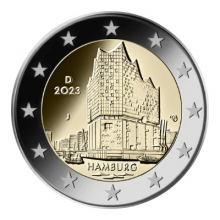 Vokietija 2023 2 euro proginė moneta - Hamburgas*Elbės filharmonija