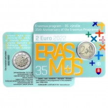 Slovakija 2022 2 euro proginė moneta kortelėje - Erasmus programa (BU)