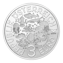 Austrija 2022 3 eurų spalvota kolekcinė moneta - Aštuonkojis