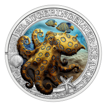 Austria 2022 3 euro coin - Blue-ringed octopus
