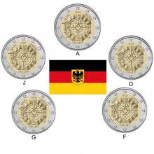 Vokietija 2023 2 euro proginės monetos - Karolis Didysis-Frankų karalius ir Šv. Romos imperatorius (A, D, F, G, J)