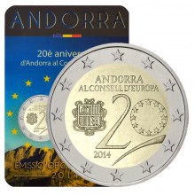 Andora 2014 2 euro proginė moneta kortelėje - Europos Taryba (BU)