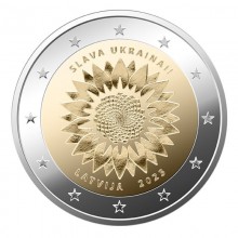 Latvia 2023 2 euro coin - Sunflower for Ukraine