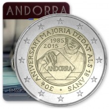 Andorra 2015 2 euro coincard - 30th anniversary of Coming of Age and Political Rights to Men and Women turning 18 years old (BU)