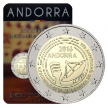 Andora 2016 2 euro proginė moneta kortelėje - Radijas ir televizija (BU)