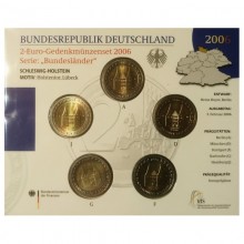 Vokietija 2006 2 euro proginės monetos kortelėje - Šlėzvigas-Holšteinas A-D-F-G-J (BU)