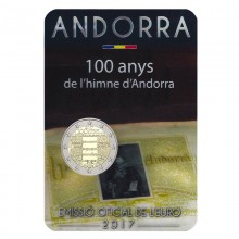 Andora 2017 2 euro proginė moneta kortelėje - Himnas (BU)