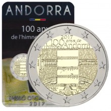 Andora 2017 2 euro proginė moneta kortelėje - Himnas (BU)