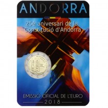 Andora 2018 2 euro proginė moneta kortelėje - Konstitucija (BU)