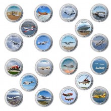 Ispanija 2020 20x1,5 euro kolekcinių spalvotų monetų rinkinys - Aviacijos istorija