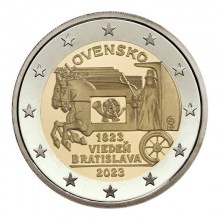 Slovakia 2023 2 euro coin - 200th anniversary of express mail service with horse-drawn carriages