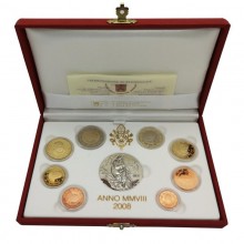 Vatikanas 2008 euro monetų rinkinys su sidabriniu medaliu (PROOF)