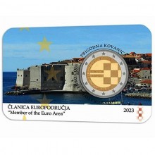 Croatia 2023 2 euro coin in coincard - The introduction of the euro as the official currency of Croatia on 1 January 2023 (BU)