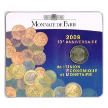 Prancūzija 2009 2 euro proginė moneta kortelėje - Ekonominės ir pinigų sąjungos 10-metis (EMU) (BU)