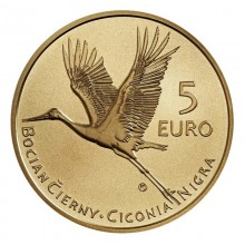 Slovakija 2023 5 euro kolekcinė moneta - Juodasis gandras