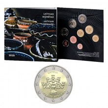 Latvija 2020 oficialus bankinis euro monetų rinkinys su 2 euro progine moneta - Latgalės keramika (BU)