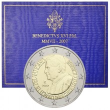 Vatican 2007 2 euro coin in folder - 80th anniversary of the Pope Benedictus XVI (BU)