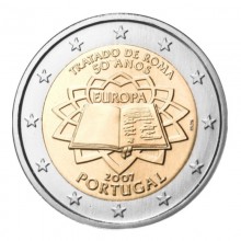 Portugalija 2007 2 euro proginė moneta kortelėje - Romos taikos sutartis*ToR (BU)