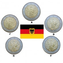 Vokietija 2024 2 euro proginės monetos - Šv. Pauliaus bažnyčios konstitucija (A, D, F, G, J)