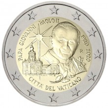 Vatikanas 2020 2 euro proginė moneta kortelėje - Popiežius Jonas Paulius II (BU)