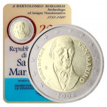 San Marinas 2004 2 euro proginė moneta - Bartolomeo Borghesi (BU)