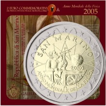 San Marinas 2005 2 euro proginė moneta - Fizikų metai (Galilėjus) (BU)