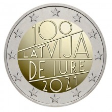 Latvija 2021 2 euro proginė moneta - Latvijos valstybės De jure pripažinimas